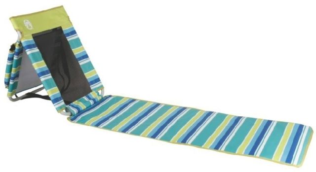 Coleman Low Recline Beach Ground Mat Built-In 8 Can Cooler Weight Capacity 250 LB Citrus Stripe 26 x 21 x 26 in 2000019268