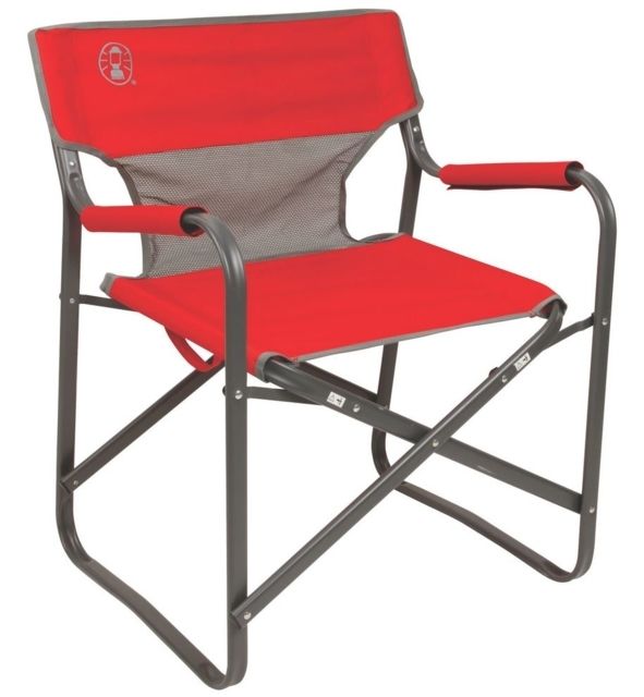Coleman Steel Deck Chair Supports up to 300 lbs Red Seat 20.5 in 2000019421