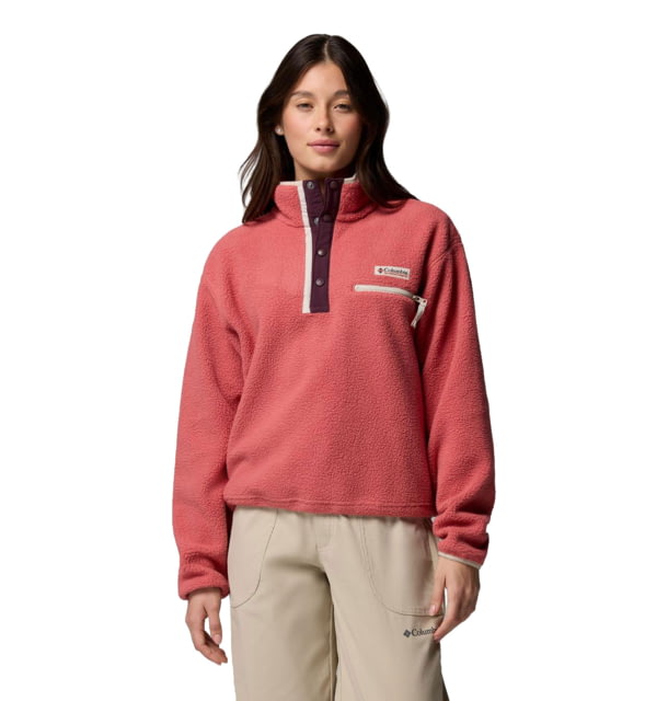 Columbia Helvetia II Cropped Half Snap Fleece - Women's Washed Red/Moonvista/Dark Stone Large