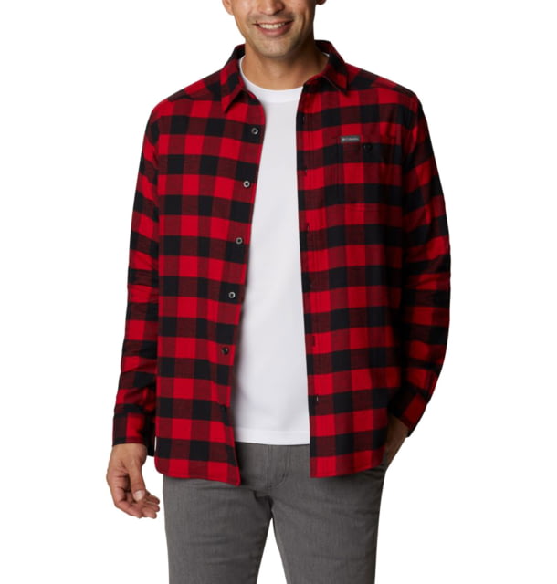 Columbia Cornell Woods Flannel Long Sleeve Shirt - Mens Mountain Red Buffalo Check Medium