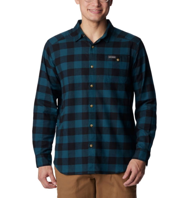 Columbia Cornell Woods Flannel Long Sleeve Shirt - Mens Night Wave Buffalo Check Medium