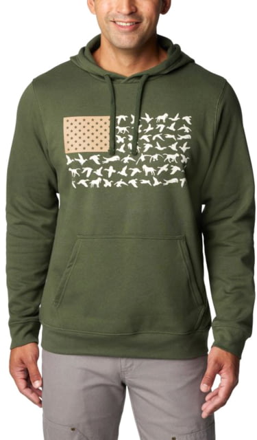 Columbia PHG Game Flag II Hoodie - Men's Surplus Green/Sahara Duck Flag Small