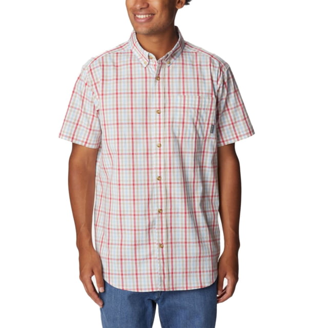 Columbia Rapid Rivers II Short Sleeve Shirt - Mens Sunset Red Multi Gingham Extra Large