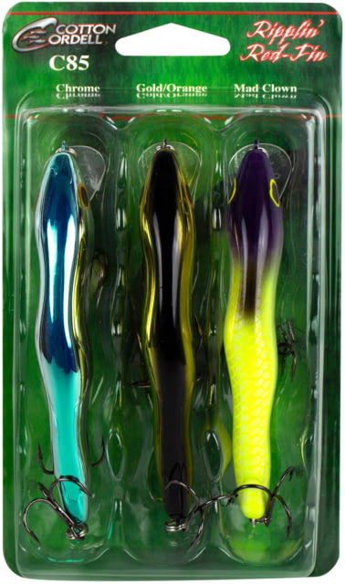 Cotton Cordell Redfin Bait Assortment - 3 Pc Chrome/Gold/Orange/Mad Clown