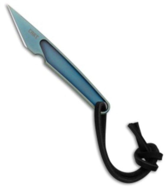 CRKT HangTi Fixed Blade Knife 1.7in Titanium Blade Drop Point Blue Titanuim Handle