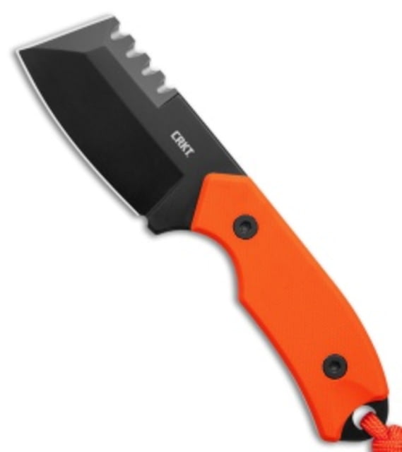 CRKT Razel Compact Fixed Blade Knife 2.32in 8Cr13MoV Stainless Steel Blade Chisel Blade Orange G10 Handle