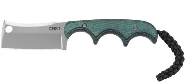 CRKT Minimalist Cleaver Fixed Blade Knife 2.13in 8Cr13MoV Stainless Steel Blade Cleaver Blade Black/Green G10 Handle
