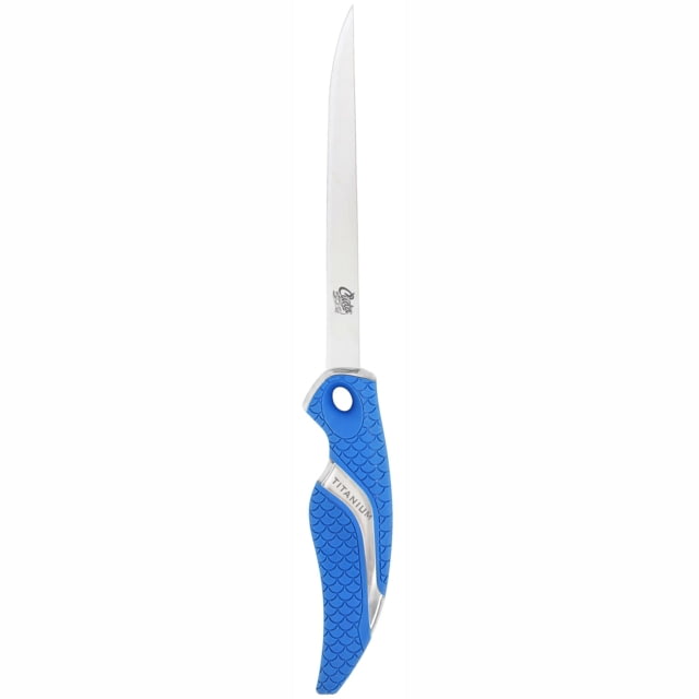 Cuda 6in Titanium Bonded Flex Fillet Knive 4116 German Stainless Steel Blade Non-Slip Cuda Scale Pattern Grips
