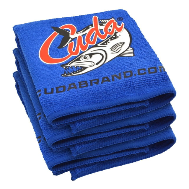 Cuda Knives Cuda Microfiber Towel 3pk 16in X 16in Pack Of Three Stain And Odor Resistant Cuda Logo Microfiber Construction Blue Blue