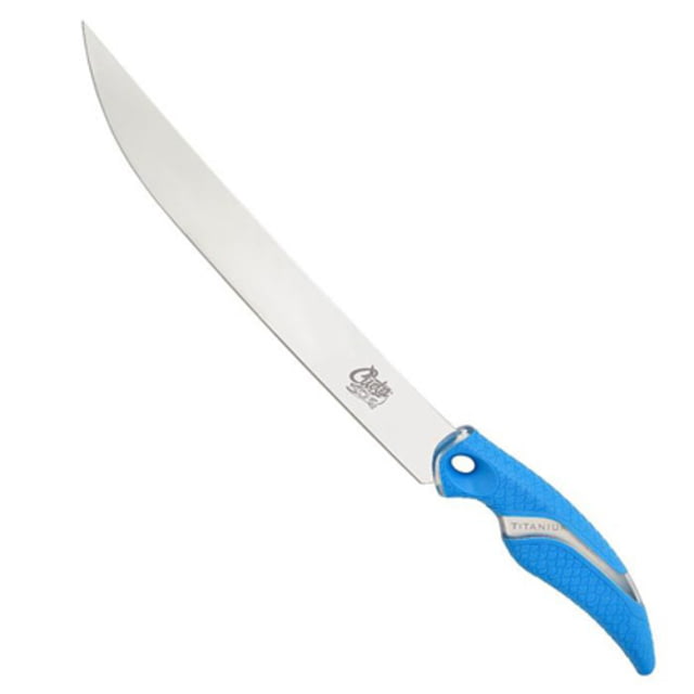 Cuda Knives Cuda Semi Flex Fillet 10 in Fixed Blade Knife 10in German 4116 Steel Standard Edge Blue Synthetic Handle
