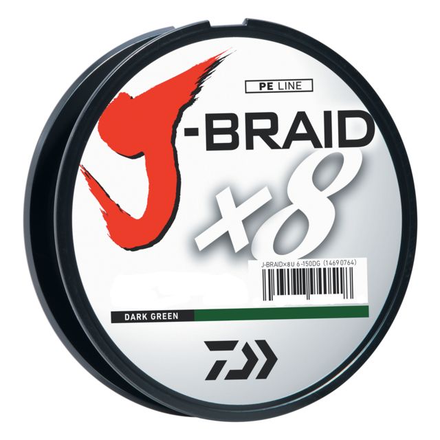 Daiwa J-Braid 8X Braided Line w/Filler Spool 300yds 10lb Dark Green