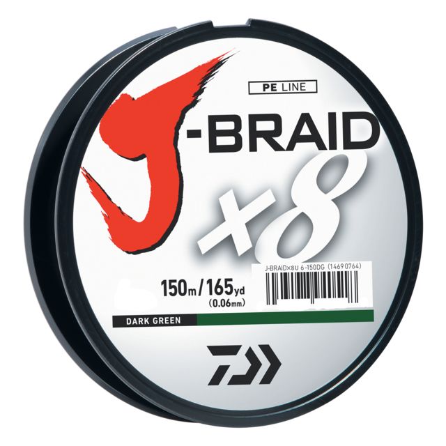 Daiwa J-Braid 8X Braided Line w/Filler Spool 150yds 30lb Dark Green