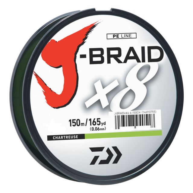 Daiwa J-Braid 8X Braided Line w/Filler Spool 150yds 40lb Chartreuse