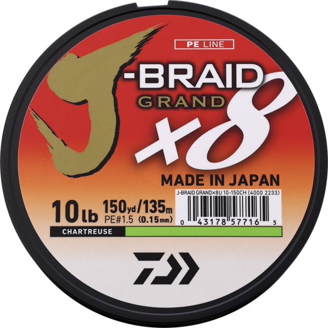 Daiwa Daiwa J-Braid x8 Grand Braid Line w/ Filler Spool 150yds 10lb Chartreuse