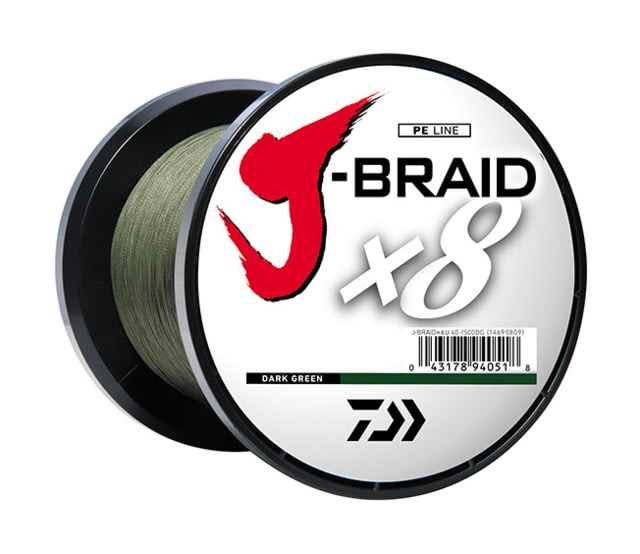 Daiwa Daiwa J-Braid 8X Braided Line w/Bulk Spool  40lb Dark Green