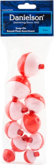 Danielson Snap-On Float Red/White 10Pc Bag Assorted Sizes