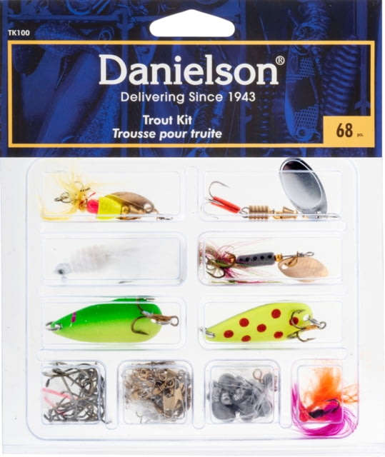 Danielson Trout Kit - 68Pc Spoons Spinners Flies Hooks Swivels & Sinkers
