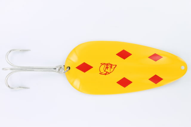 Dardevle Huskie Devle Hd Spoon 5 1/2in 3 1/4oz Yellow/Red Diamonds Brass Back
