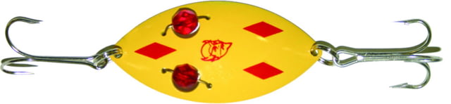 Dardevle Red Eye Wiggler Spoon 3in 1oz Yellow/Red Diamonds Brass Back