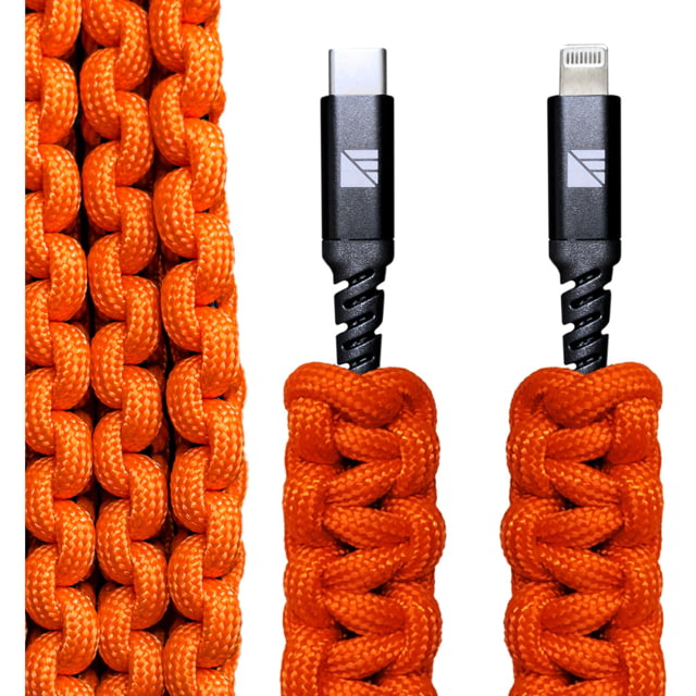 Dark Energy Lightning to C Paracord Cable Hi-Vis Orange