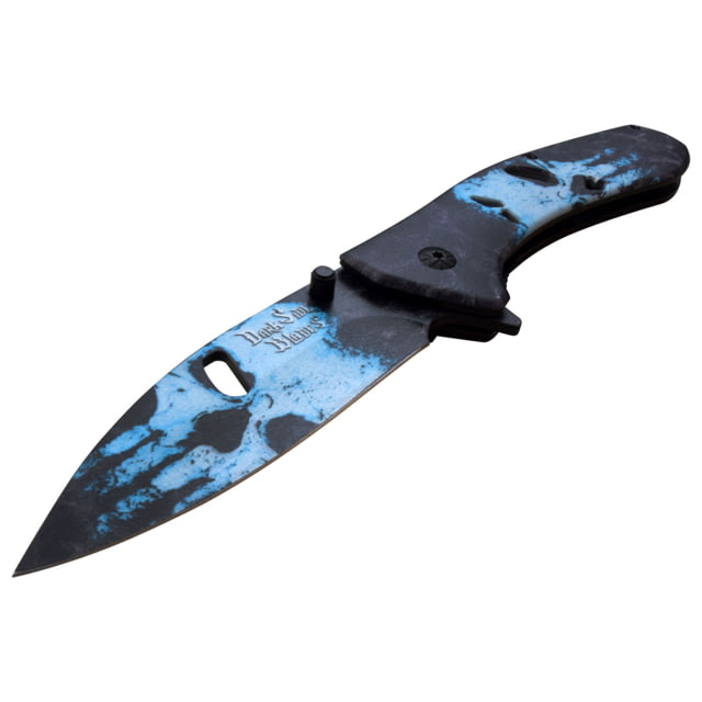 Dark Side Blades Spring Assisted Knife 3.5 in 3Cr13 Stainless Steel Stainless Steel Drop Point Black/Blue