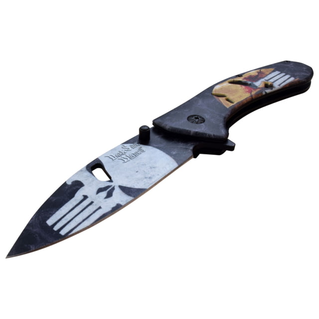Dark Side Blades Spring Assisted Knife 3.5 in 3Cr13 Stainless Steel Stainless Steel Drop Point Black/Orange