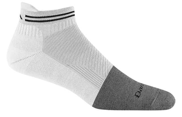 Darn Tough Steely No Show Tab Lightweight Socks w/ Full Cushion Toe Box - Men's Cement White Large