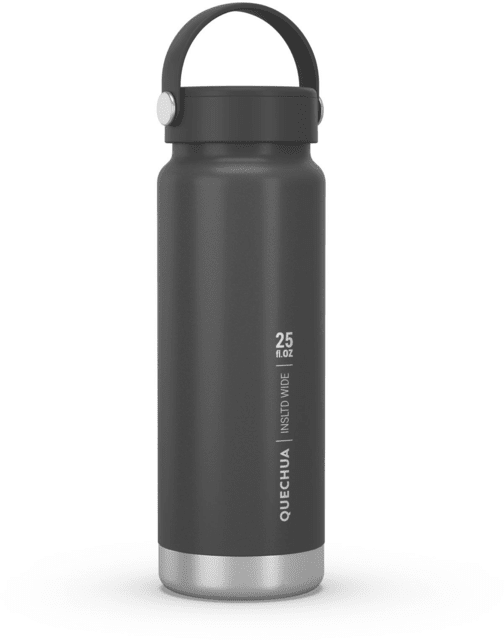 Decathlon Quechua Double Wall Insulated Wide Mouth Stainless Steel Water Bottle Black 25oz