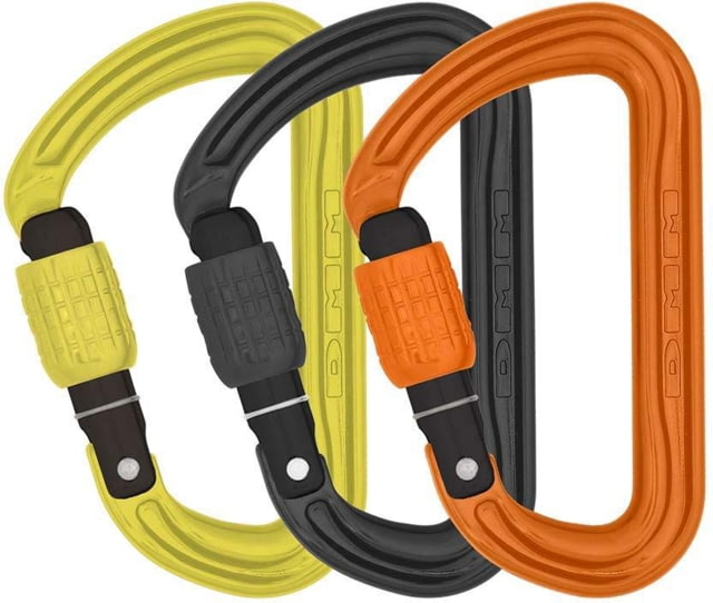 DMM Shadow Screwgate Colour Locking Carabiners - 3 Pack Lime/Grey/Orange One Size