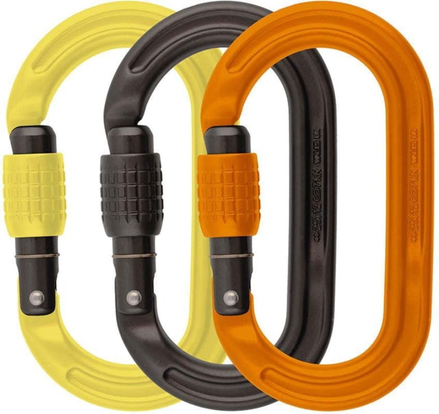 DMM Ultra O Screwgate Colour Locking Carabiners - 3 Pack Lime/Grey/Orange One Size