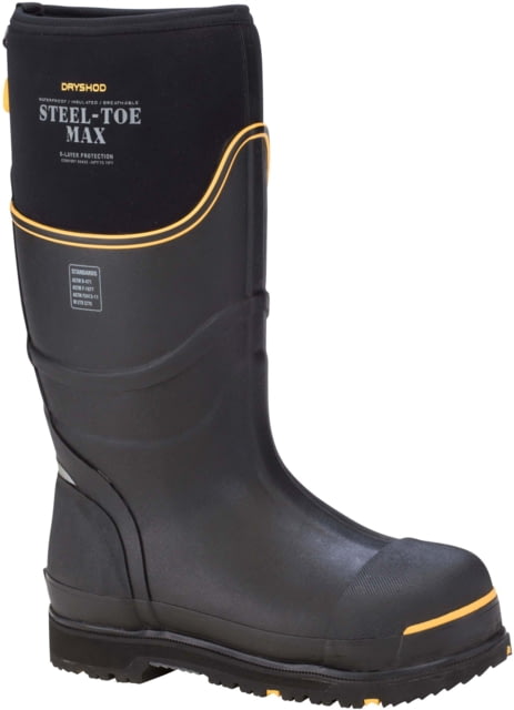 Dryshod Steel-Toe Max Hi Protective Work Boot - Men's Black/Yellow 15