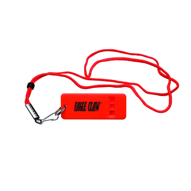 Eagle Claw Flat Boat WhistleFluorescent Orange w/Lanyard