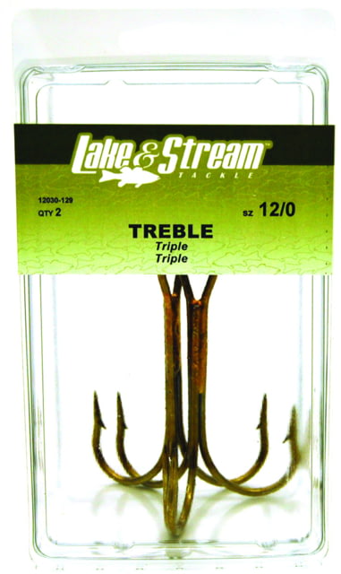 Eagle Claw Lake and Stream Treble Hook Bronze Size 12/0 2 per Pack