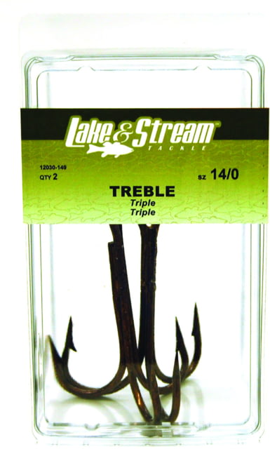 Eagle Claw Lake and Stream Treble Hook Bronze Size 14/0 2 per Pack