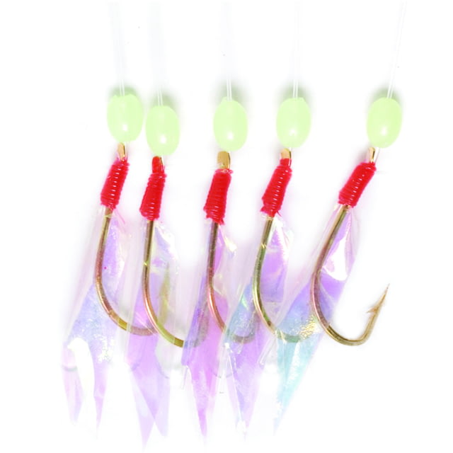 Eagle Claw Lazer Sharp Bait Rig Urethane Flash Wings Five Size 8 Gold Hooks 19in Line 3 Pack