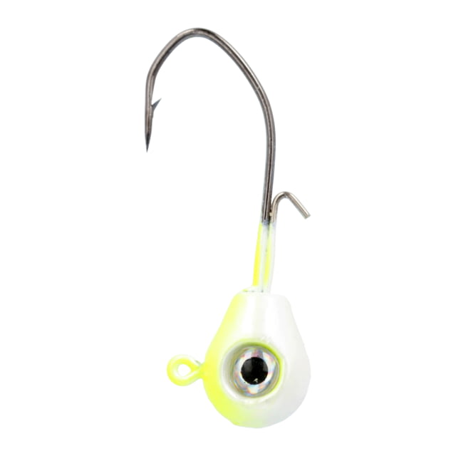 Eagle Claw Lazer Sharp Pro-V Tear Drop Jig 3/0 Hook Chartreuse/ White 1/4oz 5 per Pack