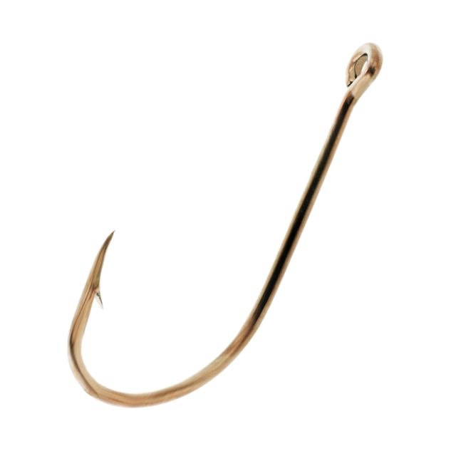 Eagle Claw Plain Shank Hook Offset Claw Point Ringed Eye Bronze A-Pack Hooks 084A-2