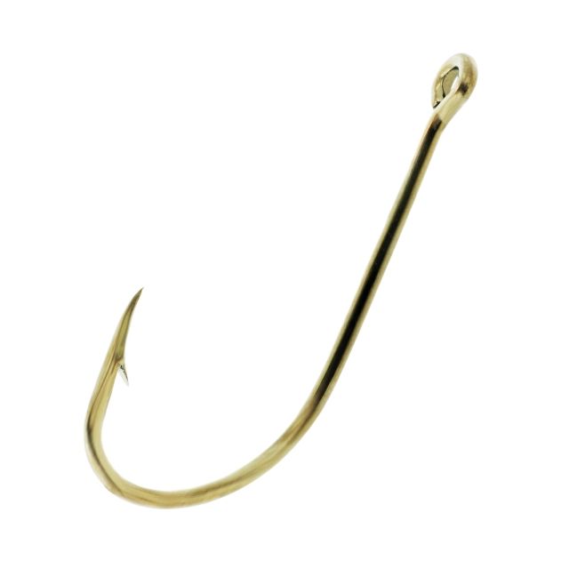 Eagle Claw Plain Shank Hook Offset Claw Point Ringed Eye Gold A-Pack Hooks 089A-10