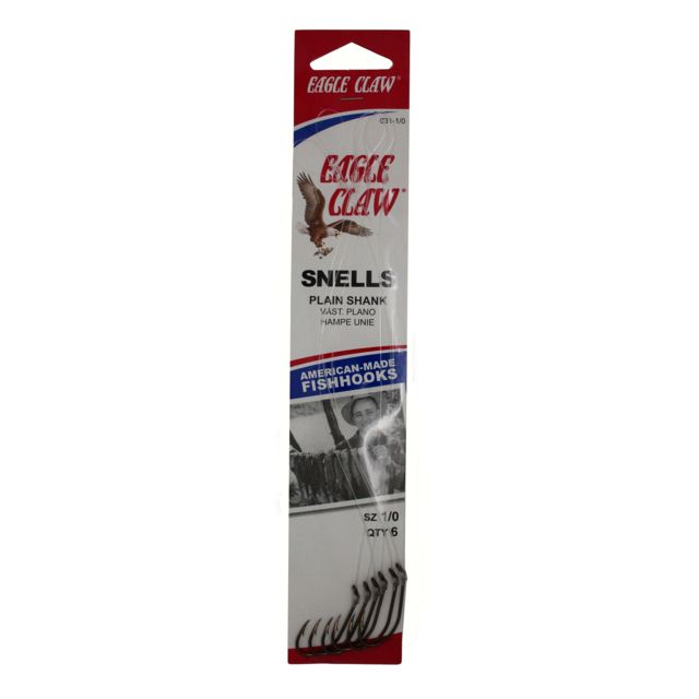 Eagle Claw Plain Shank Snelled Hook Offset Down Eye Medium Wire 7in Bronze