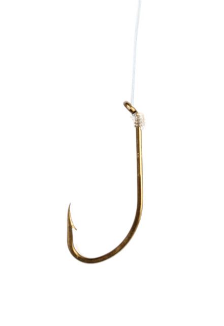 Eagle Claw Plain Shank Snelled Hook Offset Down Eye Medium Wire Double Line 7in Bronze