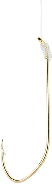 Eagle Claw Pro-V Bend Aberdeen Snelled Hook Down Eye Gold Size 1/0 6 per Pack