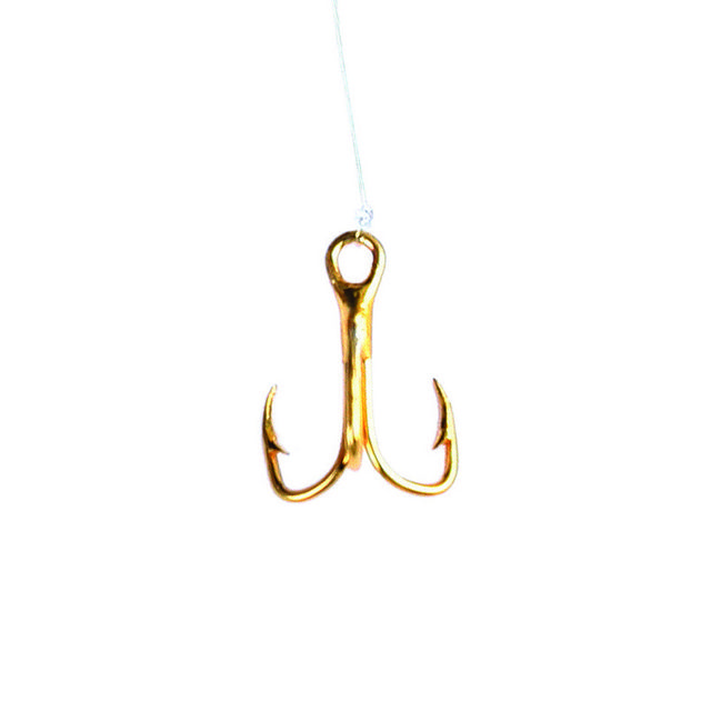 Eagle Claw Snelled Treble Hook Non-Offset Straight Point Regular Shank Mono 18in Gold