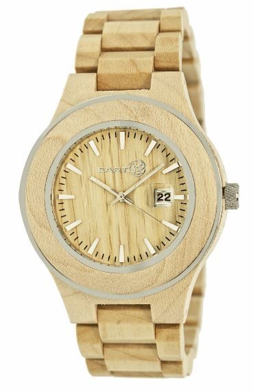 Earth Wood Cherokee Bracelet Watch w/Magnified Date Khaki/Tan One Size