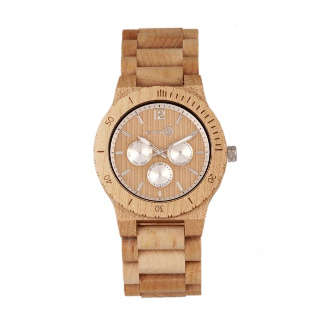 Earth Wood Bonsai Bracelet Watch with Day/Date Khaki-Tan