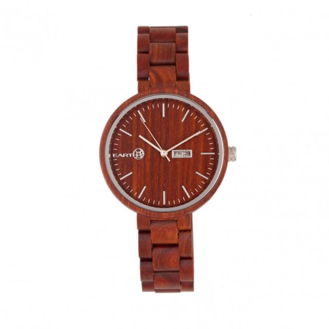 Earth Wood Mimosa Bracelet Watch with Day/Date Red
