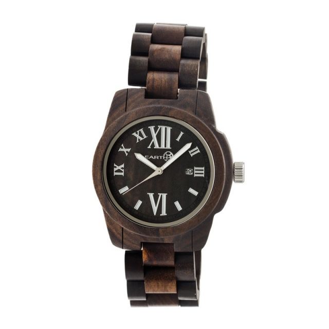 Earth Wood Heartwood Bracelet Watch w/Date Dark Brown One Size