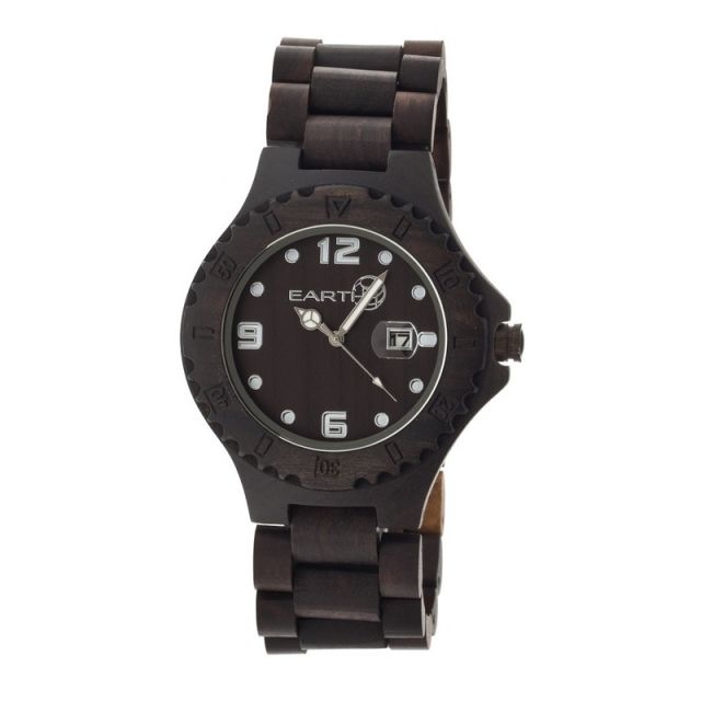 Earth Wood Raywood Bracelet Watch w/Date Dark Brown One Size