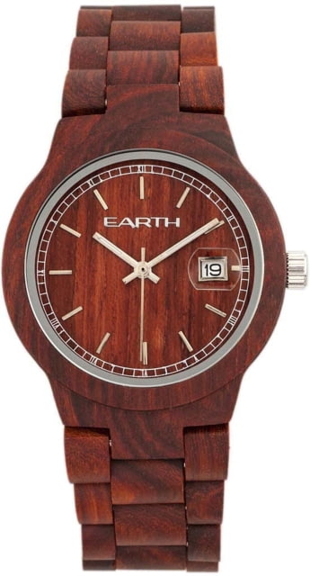 Earth Wood Biscayne Bracelet Watch w/Date Red One Size