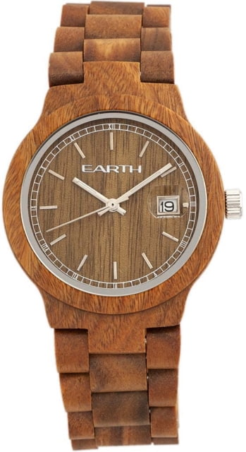 Earth Wood Biscayne Wood Bracelet Watch w/Date Olive Standard