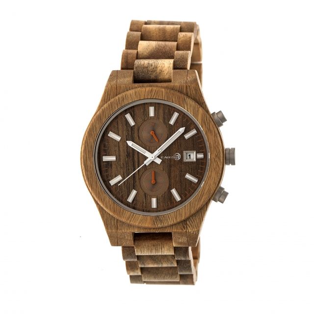 Earth Wood Bracelet Watch w/Date Olive